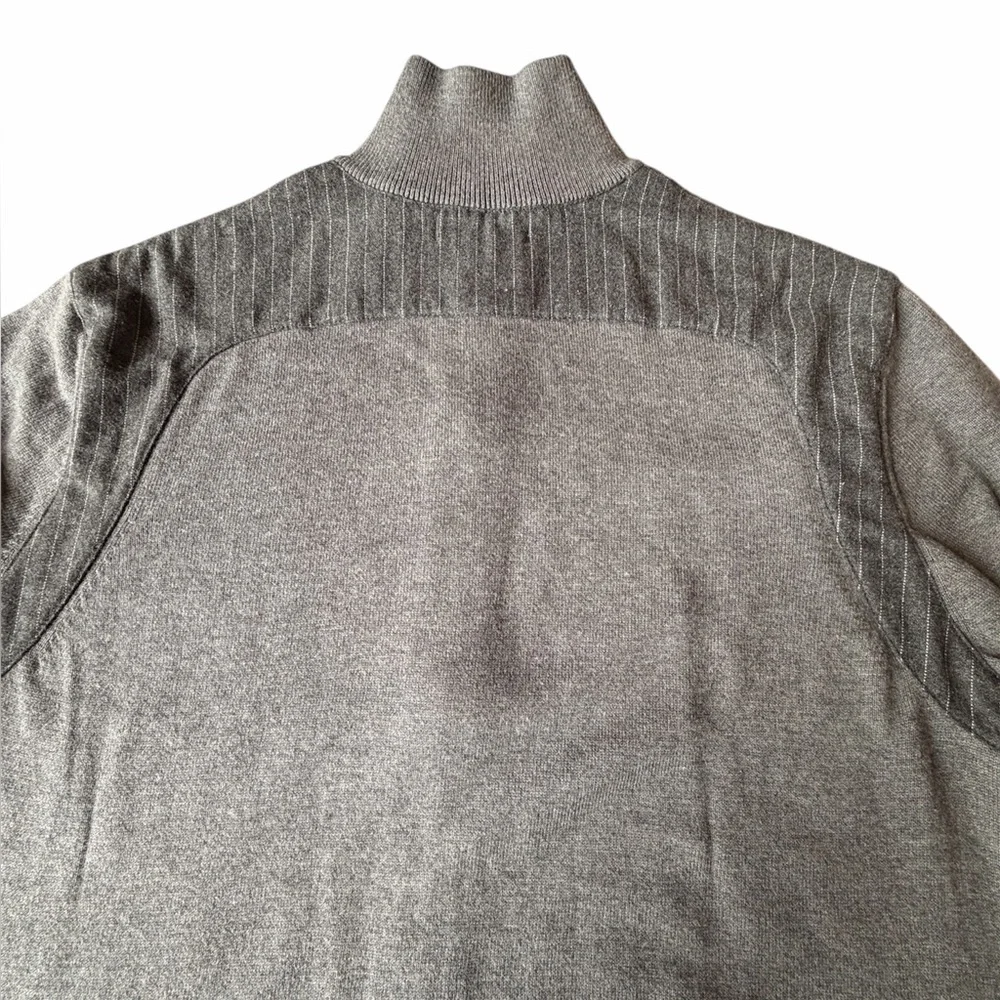Banana Republic Gray Front Zip Sweater Wool Flannel Trim, size XL
